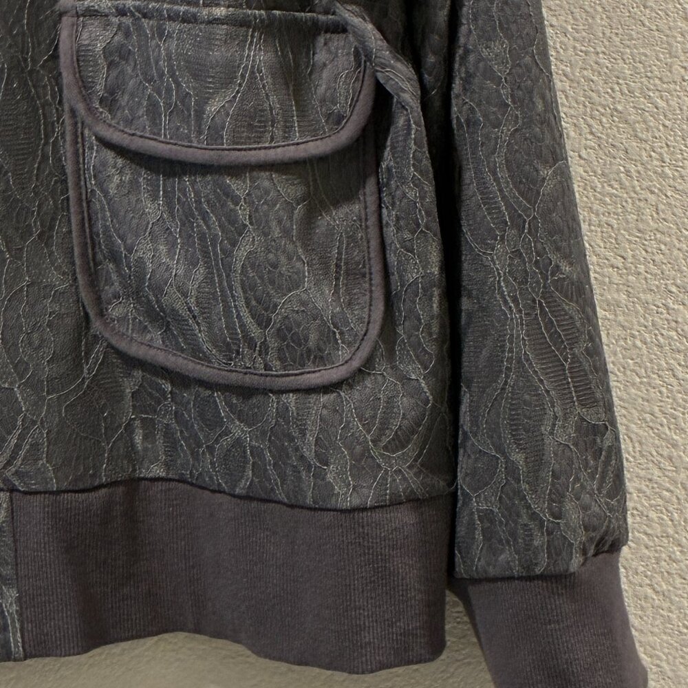 EVY'S TREE The Fiona Lace Gray Zip Front Bomber Style Long Sleeve Jacket 1X - Picture 5 of 13